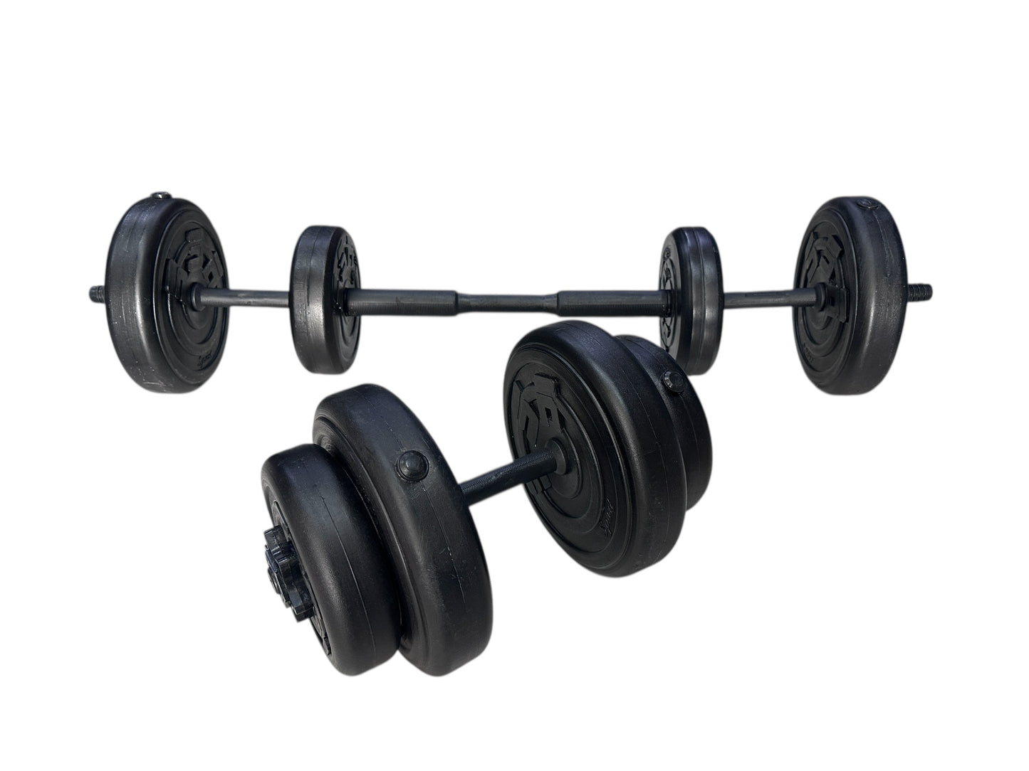 KIT DE PESAS 2 EN 1: MANCUERNAS + BARRA CONECTABLE – 30 LBS