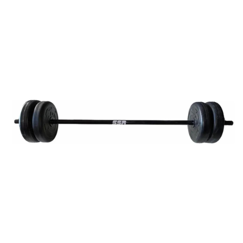 Kit Barra Recta Con Mancuernas De Plástico 80lbs SSR SPORT