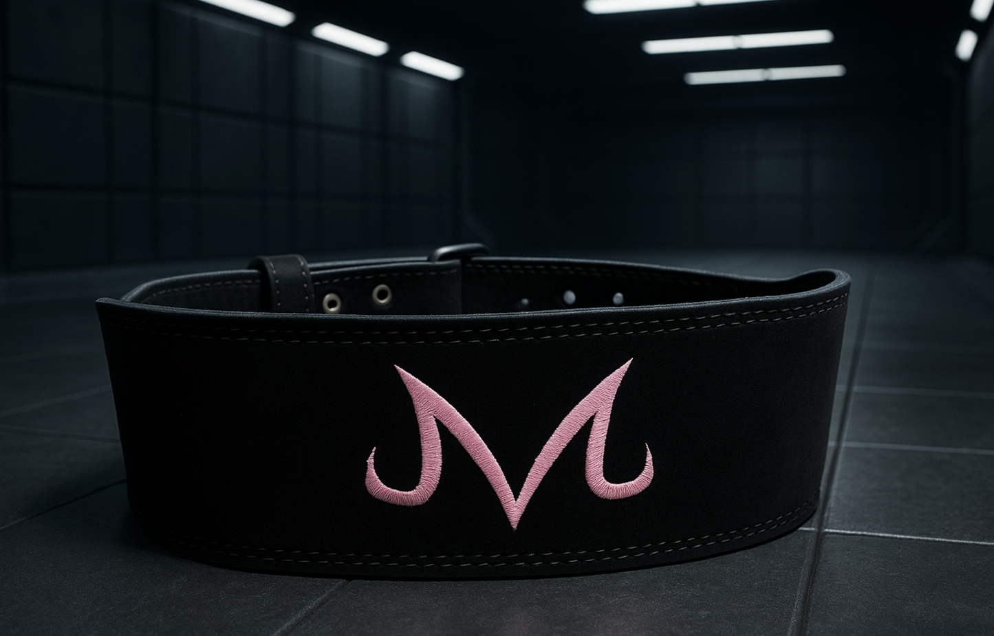 Cinturón SSR Sport de piel premium para gimnasio – diseño tipo M bordado, soporte lumbar reforzado