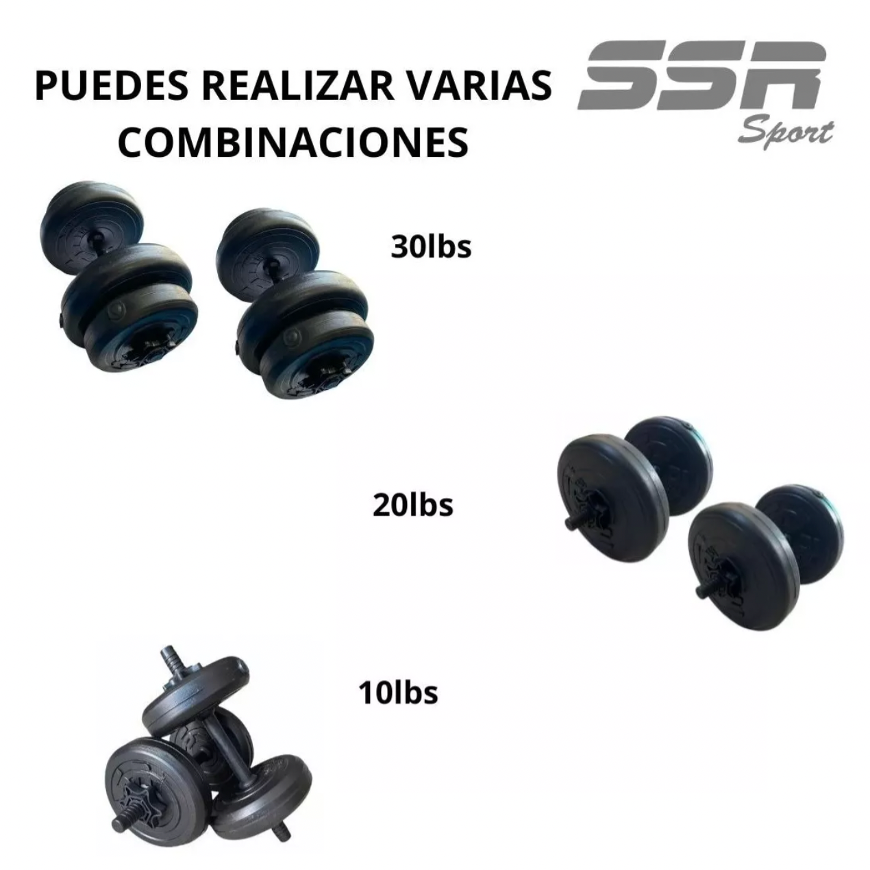 kit de pesas completo con 100lbs en discos