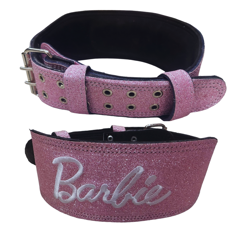 cinturon de piel premium barbie con glitter