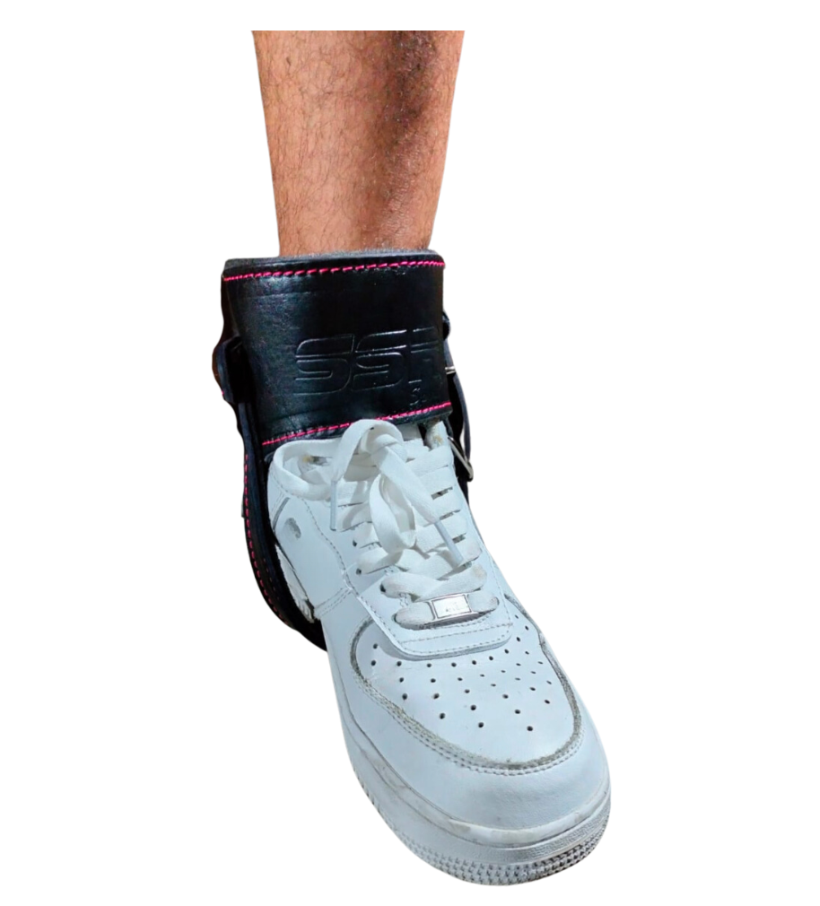 Par de grilletes premium de piel con talonera ajustable para gym