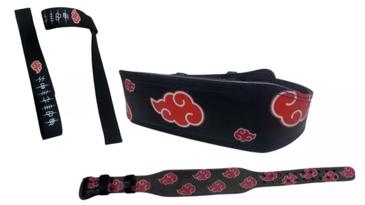 Conjunto Akatsuki: Cinturón y Straps de Piel Premium para Levantamiento