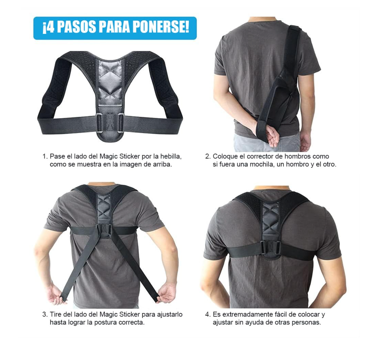 Faja Corrector de Postura Ajustable Soporte Espalda Hombros