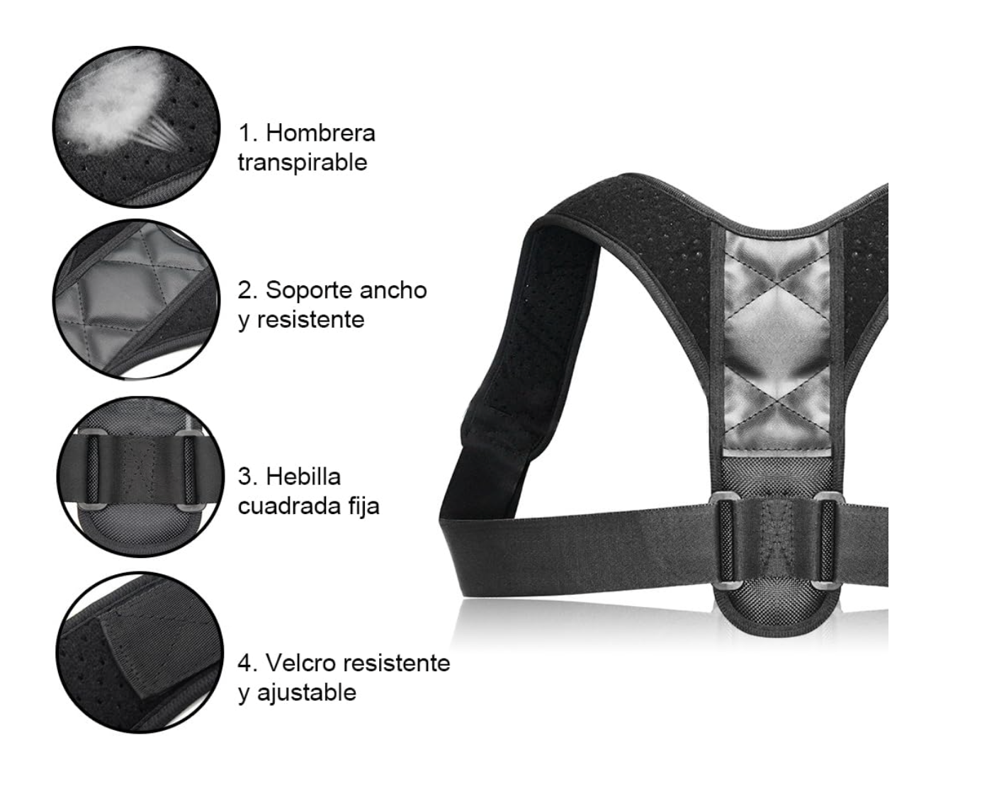 Faja Corrector de Postura Ajustable Soporte Espalda Hombros