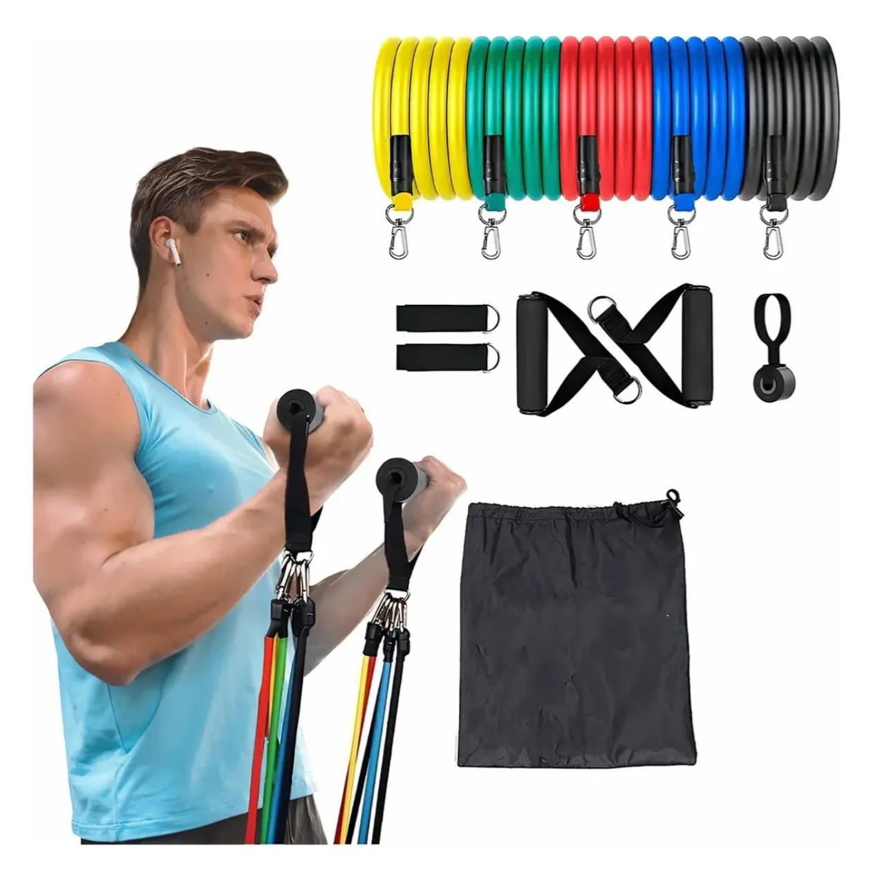 Kit 5 Ligas de Resistencia Ajustables para Ejercicio Fitness