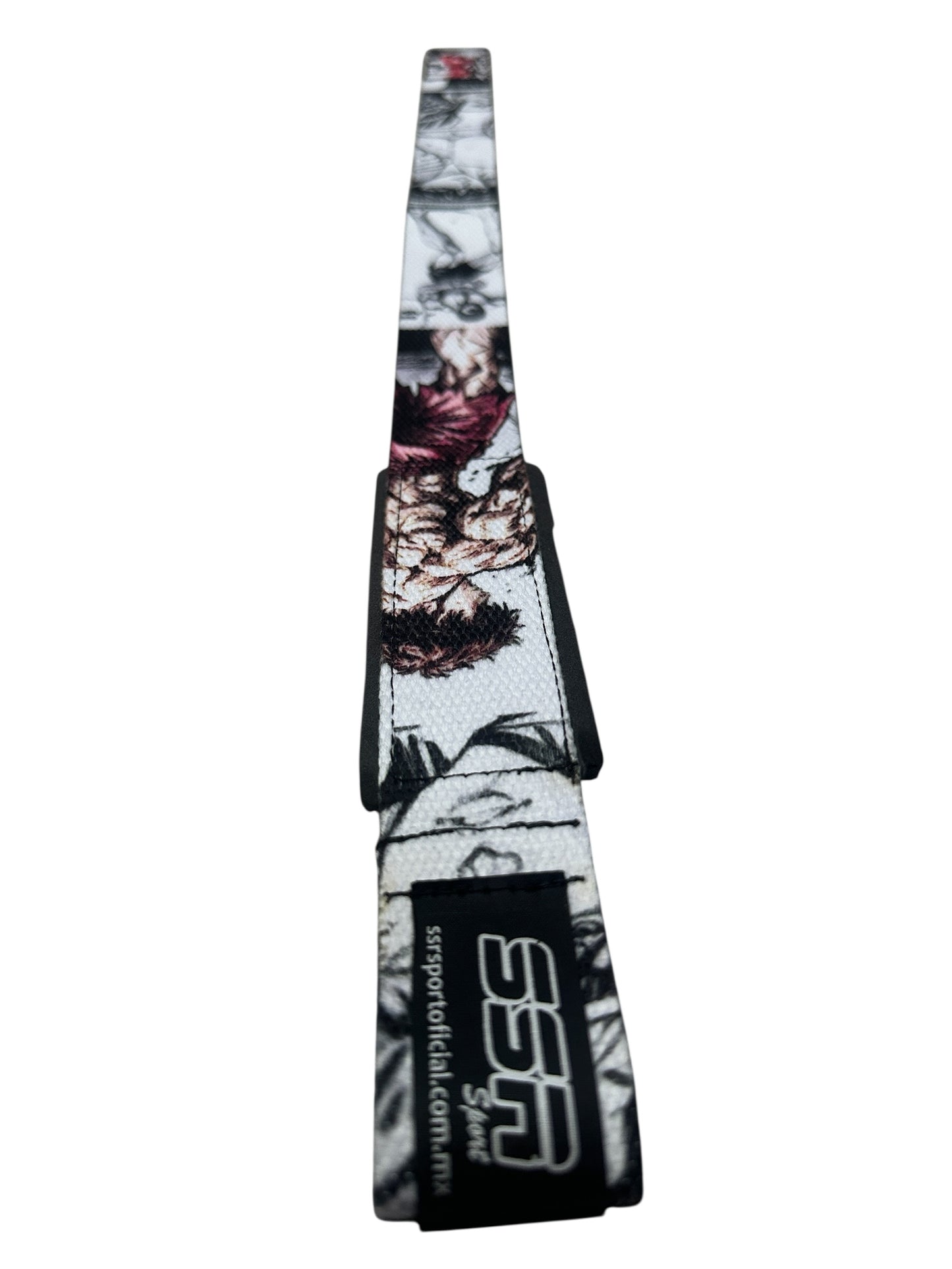 Straps premium con diseño Baki, perfectos para entrenamiento de fuerza y alto rendimiento.