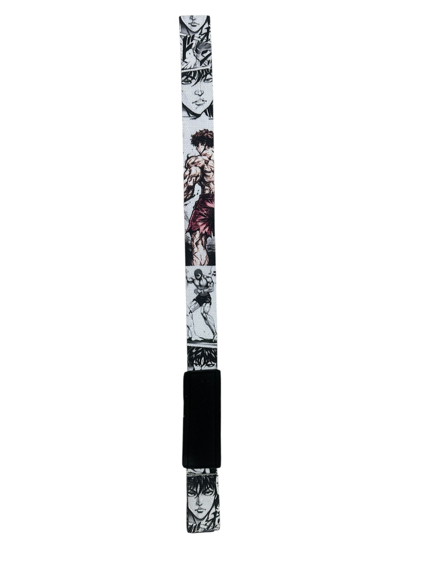 Straps premium con diseño Baki, perfectos para entrenamiento de fuerza y alto rendimiento.