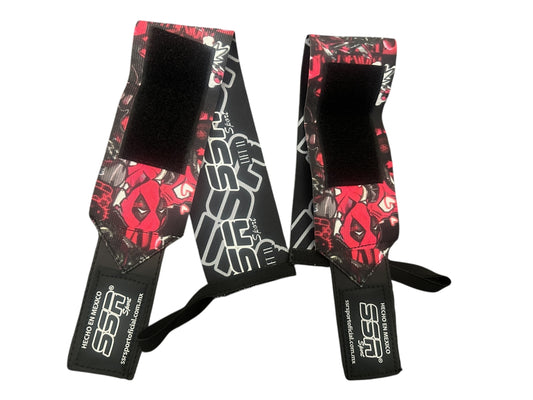 Muñequeras premium reforzadas con diseño Deadpool.