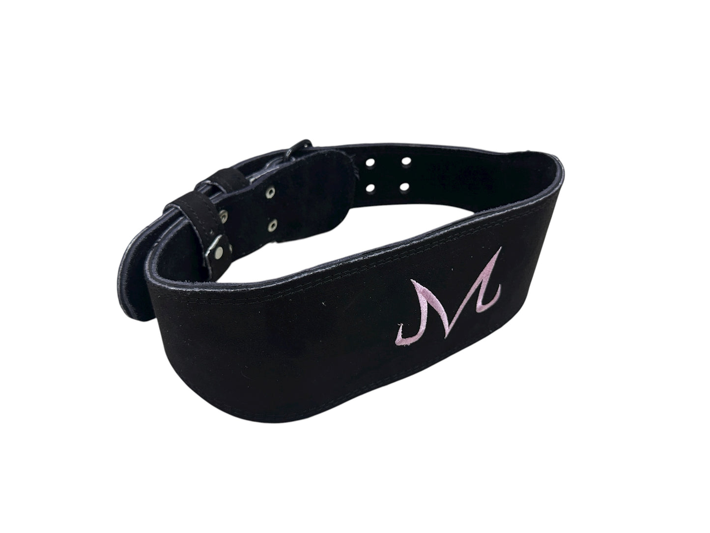 Cinturón SSR Sport de piel premium para gimnasio – diseño tipo M bordado, soporte lumbar reforzado