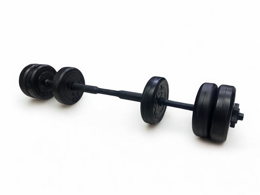 Kit de Pesas 2 en 1: Mancuernas + Barra conectable 40lbs