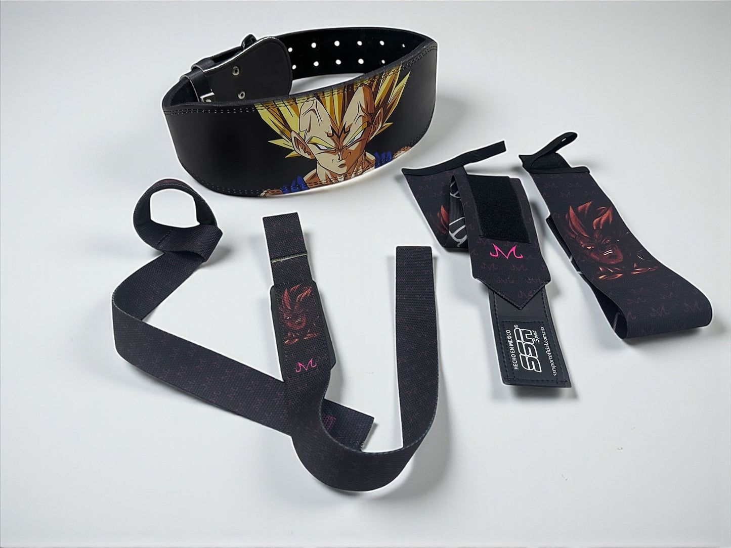 Conjunto Premium Vegeta Majin – Cinturón de Piel, Straps y Muñequeras
