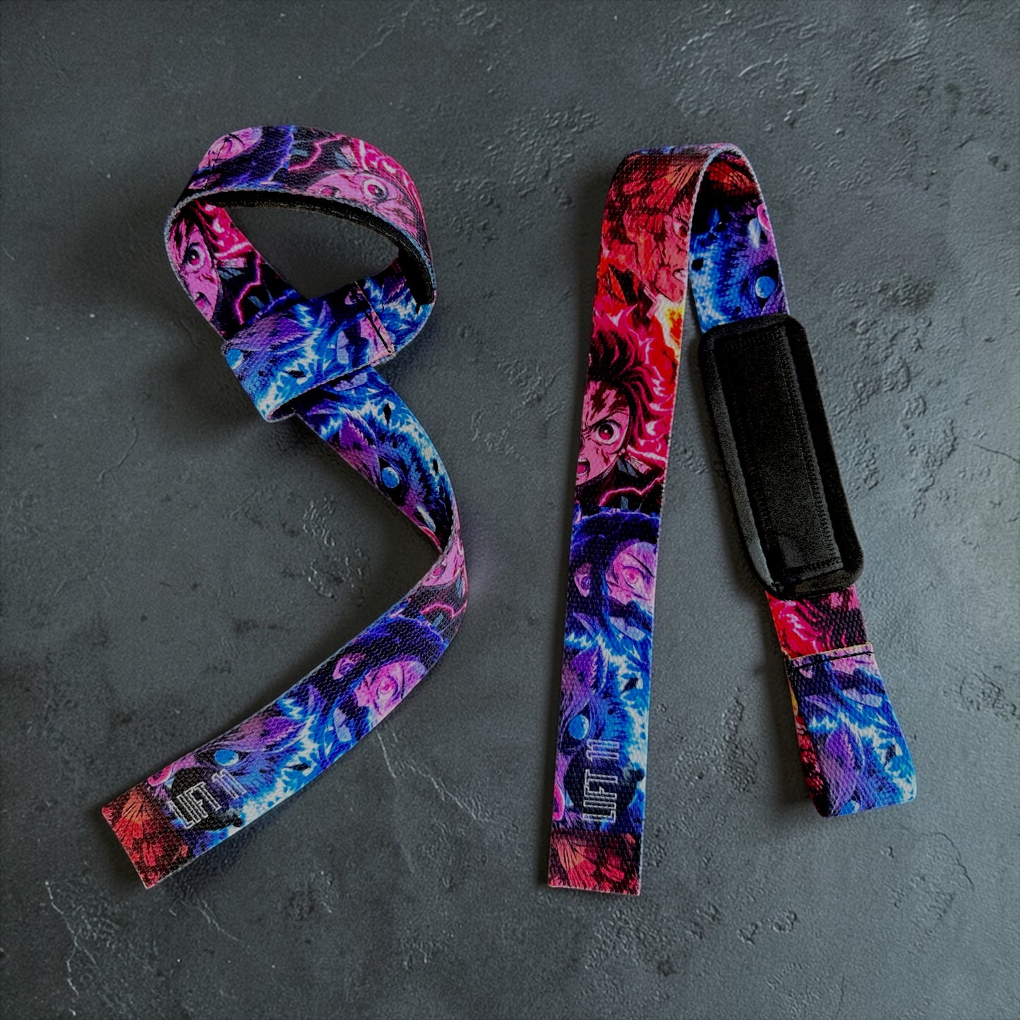 Straps Deportivos Acolchonados – Diseño Demon Slayer – Ideal para Peso Muerto y Jalones
