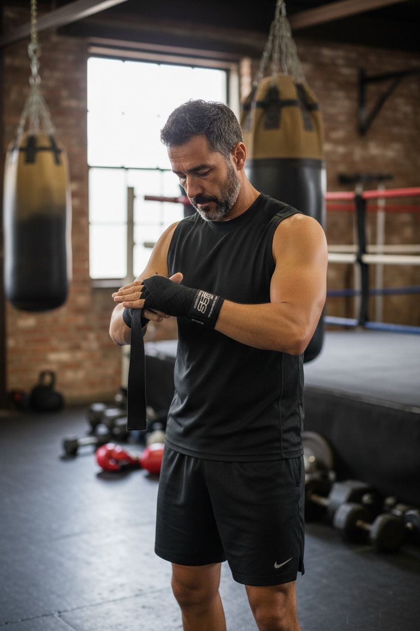 Par de vendas de boxeo profesionales 5 metros con velcro SSR Sport