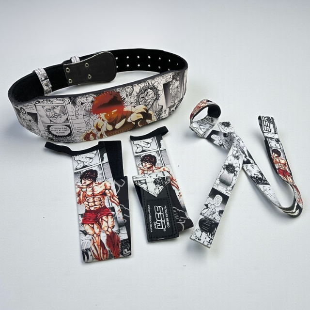 Conjunto Premium Baki – Cinturón, Straps y Muñequeras para Gimnasio